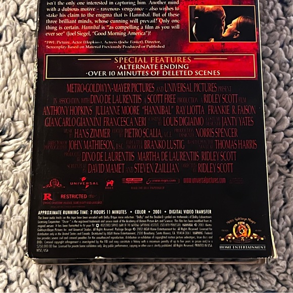 Hannibal (VHS, 2002) Alternate Endings + 10 Minutes Deleted Scenes - Picture 5 of 6